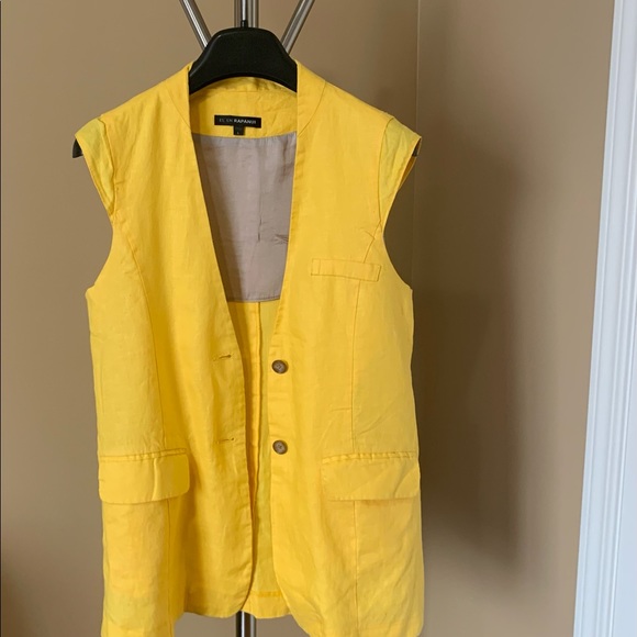 Yellow Linen Vest - Picture 4 of 6